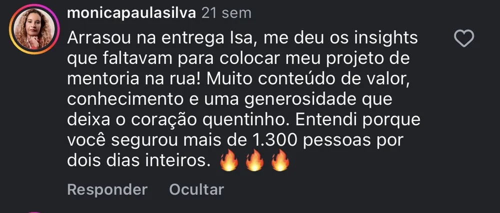 Depoimento de monicapaulasilva sobre criação de produto